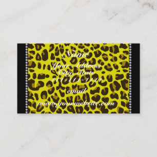 Personalised name yellow leopard pattern business card