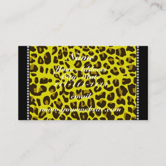 Personalised name yellow leopard pattern business card (Front)