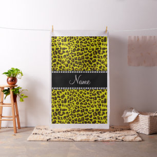 Personalised name yellow leopard pattern fabric