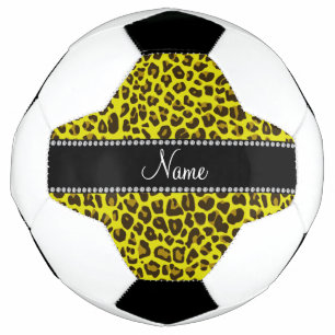 Personalised name yellow leopard pattern football