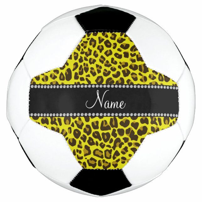 Personalised name yellow leopard pattern football (Front)