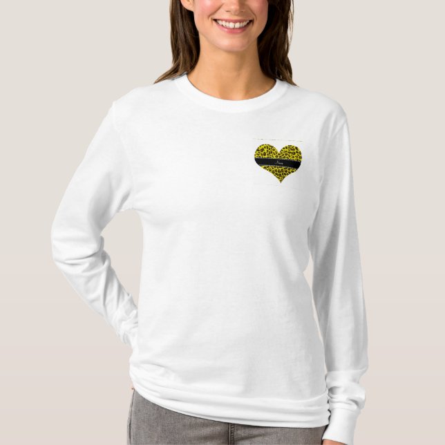 Personalised name yellow leopard pattern T-Shirt (Front)