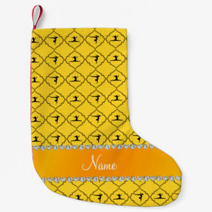 Personalised name yellow moroccan gymnastics small christmas stocking