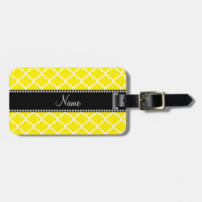 Personalised name Yellow moroccan Luggage Tag (Front Horizontal)