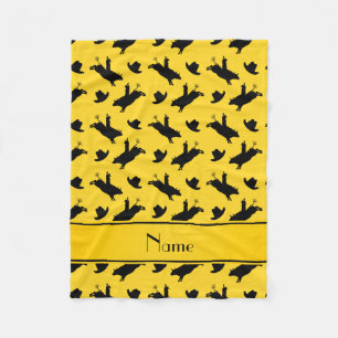 Personalised name yellow rodeo bull riding pattern fleece blanket