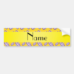 Personalised name yellow rugby balls bumper sticker