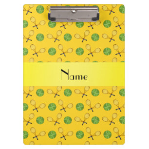 Personalised name yellow tennis balls clipboard