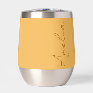 Personalised Name Yellow Thermal Wine Tumbler