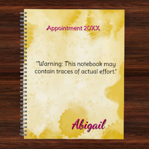 Personalised Name Yellow Watercolor Appointment  Planner
