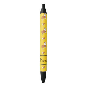 Personalised name yellow Welsh corgi pembroke dogs Black Ink Pen