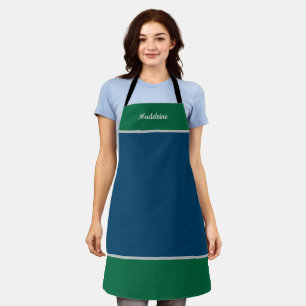 Personalised Named Blue & Green Apron