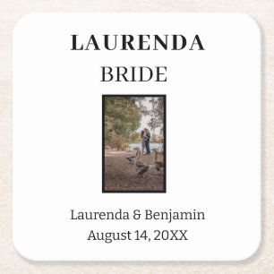 Personalised Named Bride  Square Paper Coaster