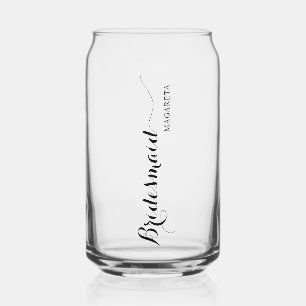 Personalised Named Bridesmaid Can Glass