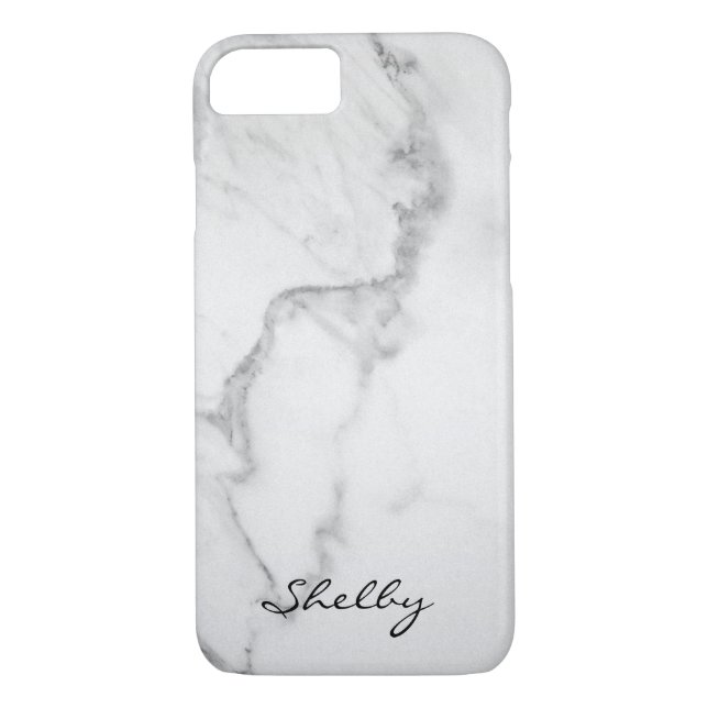 Personalised Named Carrara Marble iPhone 7 Case (Back)