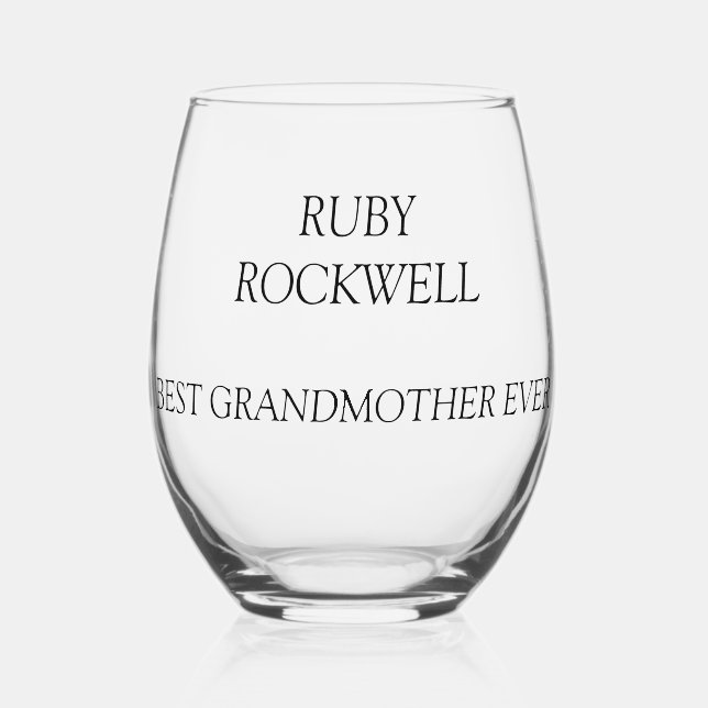 Personalised Named Grandmother Stemless Wine Glass (Front)