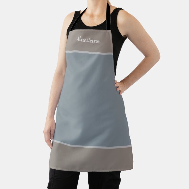 Personalised Named Grey Blue Apron (Insitu)