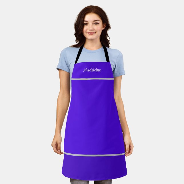 Personalised Named Purple Apron (Worn)