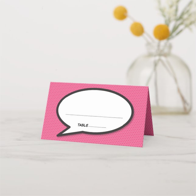 Personalised Names and Date Comic Book Pop Art Place Card (Front)