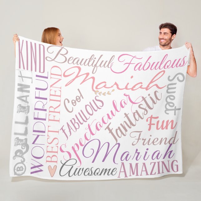 Personalised Names and Words of Love 'n Friendship Fleece Blanket (In Situ)
