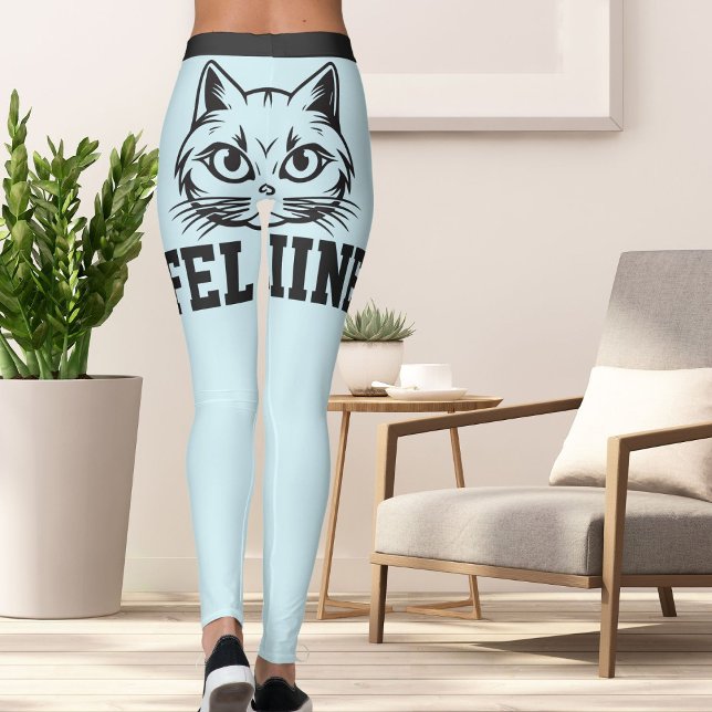 Personalised Names Blue Grey Stripes Cute Cat Pet Leggings (Creator Uploaded)