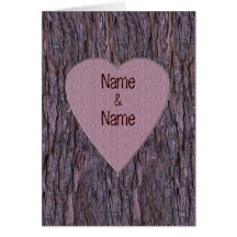 Personalised Names Carved In Tree Card - Pink