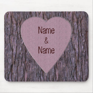 Personalised Names Carved In Tree Mouse Pad