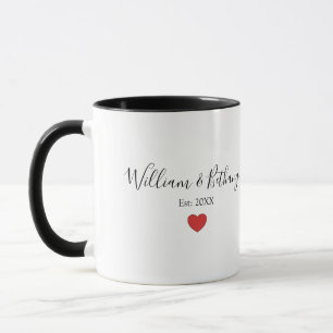 Personalised Names   Est   Heart Mug