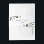 Personalised Names Eucalyptus Greenery Wedding Invitation Belly Band<br><div class="desc">Designed to coordinate with our Boho Greenery wedding collection,  this customisable belly band features watercolor eucalyptus branches with a classy serif black text. Matching items available.</div>