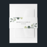 Personalised Names Eucalyptus Greenery Wedding Invitation Belly Band<br><div class="desc">Designed to coordinate with our Boho Greenery wedding collection,  this customisable belly band features watercolor eucalyptus branches with a classy serif black text. Matching items available.</div>