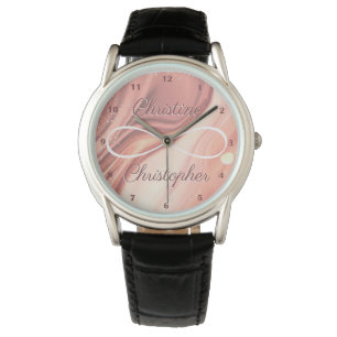 Personalised Names Infinity Symbol Rose Gold Peach Watch