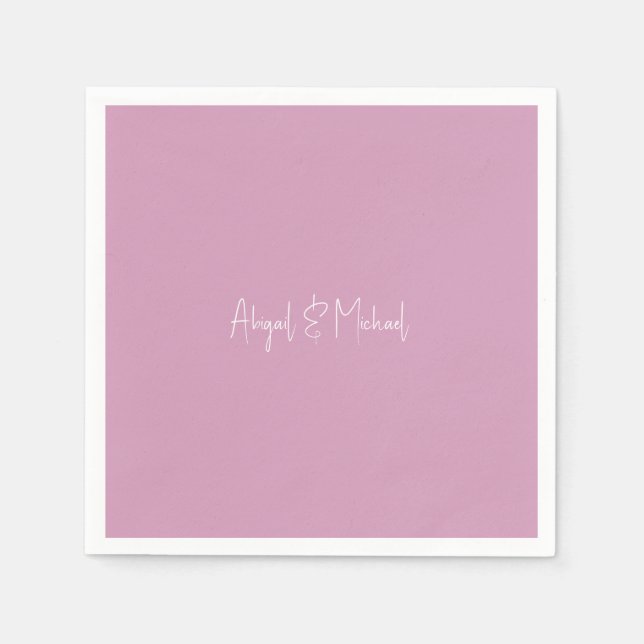 Personalised Names Pink Wedding Cocktail Napkin (Front)