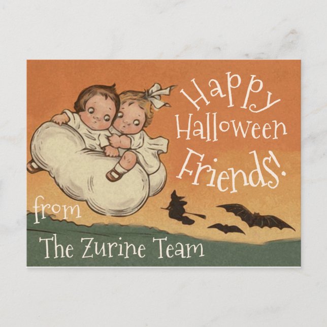 Personalised Names Postcard Vintage Cute Halloween (Front)