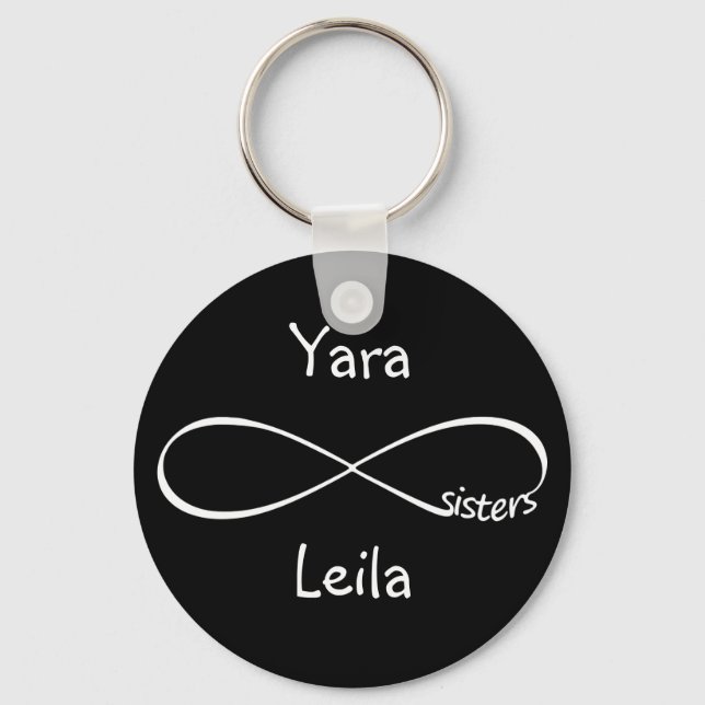 Personalised Names Sisters Infinity Symbol Simple Key Ring (Front)
