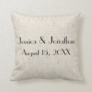 Personalised Names & Wedding Date Linen Pillow