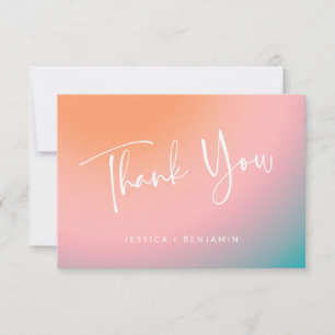 Personalised Names Wedding Dreamy Peach Gradient Thank You Card