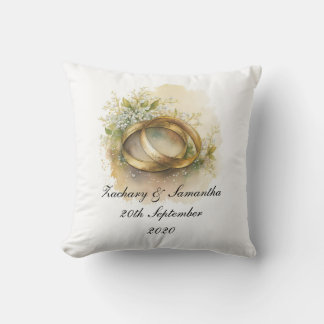 Personalised Names Wedding Rings Anniversary Cushion