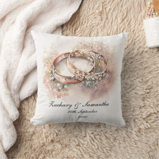 Personalised Names Wedding Rings Cushion