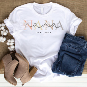 Personalised Nana Grandma Floral Elegance  T-Shirt