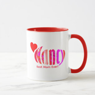 Personalised "Nancy" in Red Pink, Orange and Hears Mug