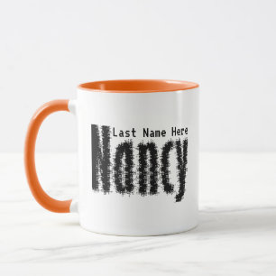 Personalised "Nancy" Name in Black Pixelated Art Mug