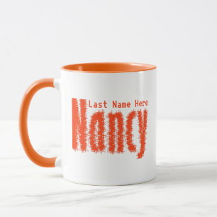 Personalised "Nancy" Name in Orange Pixelated Dots Mug