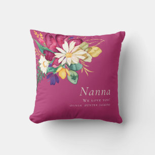 Personalised nanna elegnat  pink floral  cushion