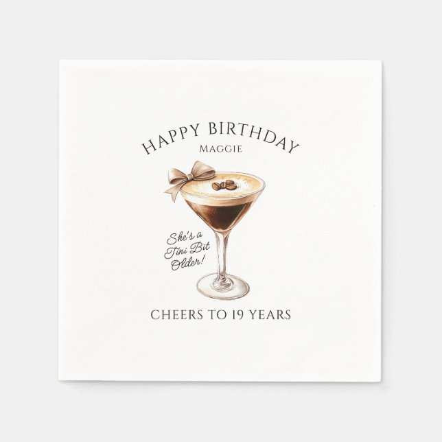 Personalised Napkins 19th Birthday Martini (Front)