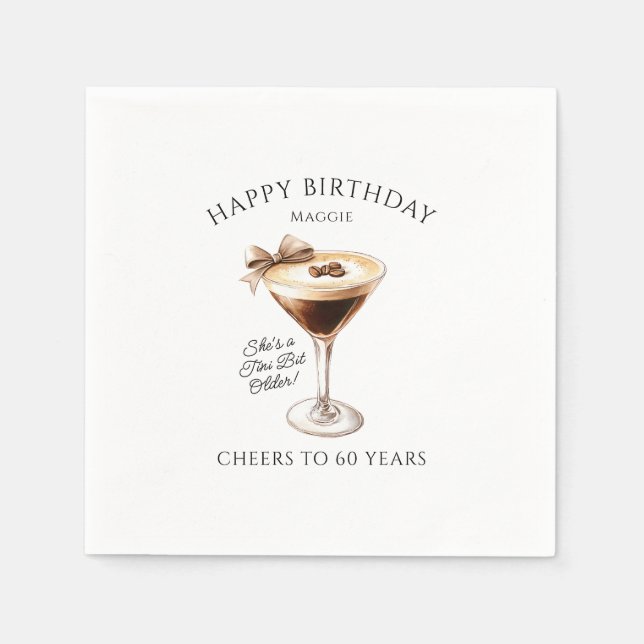 Personalised Napkins 60th Birthday Martini (Front)