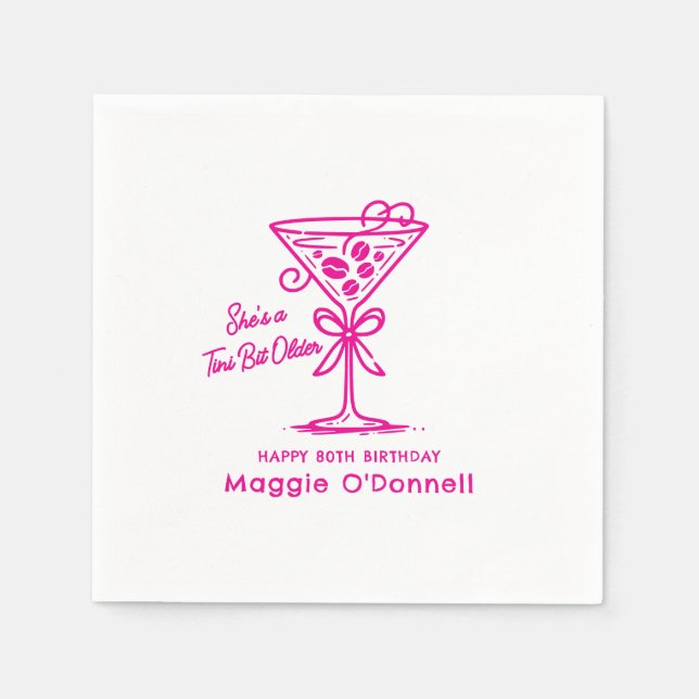 Personalised Napkins 80th Birthday Martini (Front)