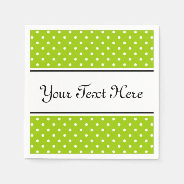 Personalised napkins | apple green and polka dots (Front)