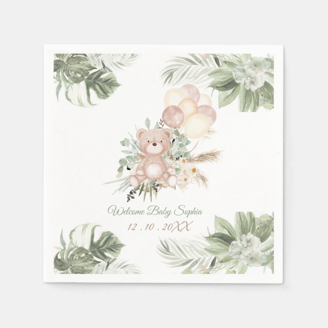 Personalised Napkins Bears Baby Shower Ideas (Front)
