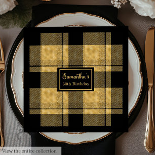Personalised Napkins Black Gold Elegant Birthday