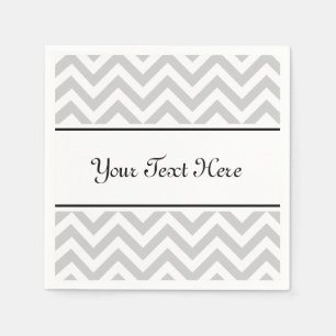Personalised napkins grey chevron pattern stripe
