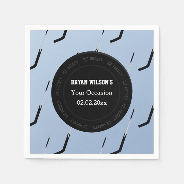 Personalised napkins Ice Hockey theme (Front)